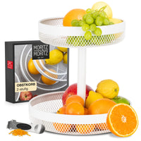 1 x RAW Customer Returns Moritz Moritz Fruit Cake Stand White Metal Modern Fruit Bowl White Fruit Basket Cake Stand White - RRP €35.34