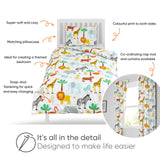 1 x RAW Customer Returns Bloomsbury Mill - Children s bed linen 120 x 150cm Safari animals for children - Baby bedding girls and boys - Zoo animals jungle reversible bed linen and pillowcase set for toddlers baby beds - RRP €24.01