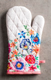 1 x Brand New Maison d Hermine Happy Florals - Set High Summer 19 x 33 cm Kitchen Gloves and 20 x 20 cm Kitchen Gloves, 100 Cotton for BBQ, Cooking, Oven, Microwave, Spring Summer - RRP €22.8