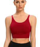 1 x RAW Customer Returns ANGOOL Sports Bra Women Strong Hold Push Up Adjustable Shoulder Strap Sports Bustier Women Padded Seamless Ribbed Sports Bras Without Wire Jogging Yoga Fitness, Black white red, XL - RRP €29.23