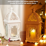 1 x RAW Customer Returns Small Metal Candle Holders Set of 2, Decorative Clear Glass Hanging Lanterns Creative Decoration for Wedding Home Tabletop Bird Cage White  - RRP €29.99