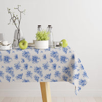 1 x Brand New STARUBY Dirt-repellent PVC table linen, 140 x 180 cm, waterproof wipeable tablecloth, waterproof plastic tablecloth for the kitchen, water-repellent, floral pattern in blue - RRP €20.4