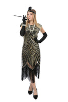 1 x RAW Customer Returns YAOZUP 20s dress women, 1920s flapper dress with sequins, pearls and fringes, Gatsby dress 20s accessories, 20s Charleston dress for carnival cosplay black gold, M  - RRP €38.3