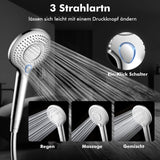 1 x RAW Customer Returns Shower head with filter MEKO high-pressure hand shower with filtration in 15 layers, 1.5 m hose, 3 jet types, economical shower head for removing hard water, residual chlorine, bacteria and heavy metal - RRP €28.22