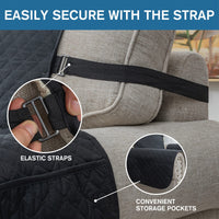 1 x RAW Customer Returns CHELZEN Waterproof Sofa Cover 2 Seater Couch Cover Furniture Protector for Living Room Kids Dogs Pets Black, 2 Seater  - RRP €29.99