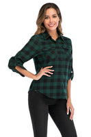 1 x RAW Customer Returns Enjoyoself women s checked shirt cotton lumberjack blouse long-sleeved button-down flannel shirt boyfriend checked blouse for everyday life Oktoberfest, green, S - RRP €26.99