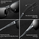 1 x RAW Customer Returns DADA-PRO Sunglasses Men Polarized Cycling Glasses Sports Glasses Mirrored Driver Glasses with Metal Frame Ultralight UV400 Protection Gray Non-Mirrored Lens  - RRP €20.89