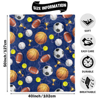 3 x Brand New Cuddly blanket children sports balls, soft fluffy sports balls blanket for boys, plush cuddly blanket flannel fleece blanket with basketball football rugby pattern for sofa blanket couch blanket, 100x130cm - RRP €61.2