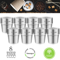 1 x RAW Customer Returns Hivexagon 300ml Set of 8 Double-Walled Stainless Steel Mugs - Ideal for Cold Drinks - Dishwasher Safe HG298 - RRP €31.16