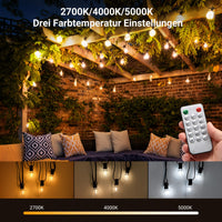 1 x RAW Customer Returns Ehaho 17M Outdoor Fairy Lights Dimmable Warm White Neutral White Cold White Outdoor Fairy Lights with 20 3 pcs G40 Bulbs IP65 Waterproof LED Fairy Lights Outdoor Power for Balcony Garden Party - RRP €33.99