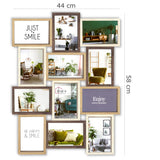 1 x RAW Customer Returns HAES DECO - Alvesta Wood Gallery Multi Photo Frame Multiple Wall Photo Frame in Brown Tones for 12 Photos 10x15 Dimensions 44 x 58 cm - MP164 - RRP €43.44