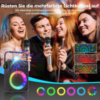 1 x RAW Customer Returns Karaoke machine with 2 microphones Upgrade 2024 Karaoke system with 2 microphones for adults children - Portable Bluetooth party speaker with LED disco ball, supports AUX, USB, TF card, TV - RRP €80.58