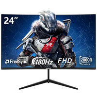 1 x RAW Customer Returns Gawfolk 24 inch 180Hz Curved Gaming Monitor, 100 sRGB, FHD 1080p, 1ms, Borderless, FreeSync, 178 Wide Angle, HDMI DisplayPort, VESA 75 75mm - Black  - RRP €118.02