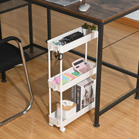 1 x RAW Customer Returns KINGRACK Narrow Kitchen Trolley with 3 Levels, 13 cm Wide Storage Trolley on Wheels for Kitchen or Living Room etc., White, 40 x 13.5 x 62cm - RRP €27.53