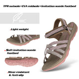 1 x RAW Customer Returns GRITION Women Hiking Sandals Ladies Outdoor Sport Water Shoes Summer Flat Cross-Tied Beach Sandals Open Toe Adjustable Velcro Walking Shoes Black EU 40, Beige Pink  - RRP €55.99