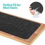 1 x RAW Customer Returns ToStair stair mats, 76cmx20cm 15 pieces anti-slip stair treads for wooden steps, step protection stair carpet indoors for children, elderly and dogs, gray - RRP €40.33