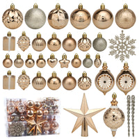 1 x RAW Customer Returns Christmas Tree Decoration Set, ROSELEAF 130pcs Champagne Gold Christmas Balls Tree Decorations with Star Tree Topper for Christmas Wedding Party - RRP €35.99