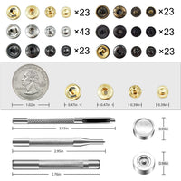 1 x RAW Customer Returns 158 Sets Snap Fasteners Set, 12.5mm 6 Colors Brass Snap Fasteners, Metal Snap Fasteners with Fixing Tool Kit for Sewing, Leather, Clothes, Jackets, Jeans Wears, Wallet, Handbag - RRP €13.75