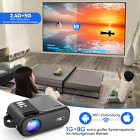 1 x RAW Customer Returns Mini projector, 5G WiFi Bluetooth projector Full HD 1080P supported, HORLAT projector small 9800 lumen portable projector with 15 keystone correction, home cinema projector for smartphone TV stick dark gray  - RRP €70.57