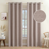 1 x RAW Customer Returns MIULEE Opaque curtains with eyelets, thermal curtain, eyelet curtain, decorative curtain, slub linen window curtain for living room, bedroom, set of 2, 140 x 225 cm W x H grey-brown - RRP €42.35