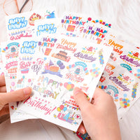 1 x RAW Customer Returns WANDIC Rub On Transfer Stickers, 16 Sheets Birthday Theme Transfer Stickers, Waterproof Scrapbook Stickers for Photo Albums, Greeting Cards, Gift Wrapping, Home Decoration - RRP €9.06