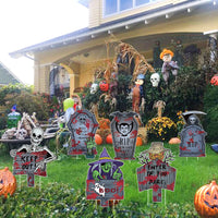 6 x Brand New HOWAF Terror Halloween Outdoor Decoration, 6 Pieces Halloween Yard Stake Signs Tombstones Sign for Garden, Lawn, Yards Pumpkin Ghost Witch Skeleton  - RRP €127.68