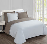 1 x RAW Customer Returns Vision - Reversible bed linen, two-tone, taupe white - Duvet cover 140 x 200 cm with 1 pillowcase for single bed - 100 cotton - RRP €22.87