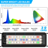 1 x RAW Customer Returns Aquarium LED lighting, full spectrum aquarium lamp with timer, 10 brightness levels dimmable, adjustable timer 6 10 12 HRS, SPL-30 - RRP €20.16