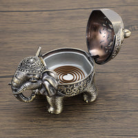 1 x RAW Customer Returns SUMNACON Zinc Alloy Incense Burner with Lid Incense Stick Holder Incense Bowl Incense Bowl Incense Container Home Decoration for Bedroom Yoga Living Room Gift Elephant Shape Ore Color  - RRP €19.99