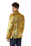 1 x RAW Customer Returns Suitmeister Men s Gold Party Blazer - Christmas, New Year s Eve Party Shiny Sequin Suit Jacket - Gold - RRP €39.95