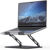 1 x RAW Customer Returns SOUNDANCE Laptop Stand for Desk with Stable Heavy Base, Adjustable Height Multi-Angle, Ergonomic Metal Riser, Compatible with 10 to 15.6 Inch Computer, Black - RRP €30.99