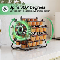 7 x Brand New Kitstorack Coffee Capsule Holder For K Cup, Holds 40 Capsules, Ferris Wheel Coffee Capsules Storage With Ticking Sound, Coffee Capsule Holder, 360 Degree Spin Coffee Pod Stand, Black - RRP €163.38