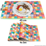 1 x RAW Customer Returns Placemat, washable PVC placemat, non-slip table coaster, heat-resistant dining table decoration for indoor and outdoor use, 30 x 45 cm, mosaic, colorful, set of 4 - RRP €22.54