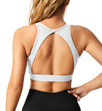 6 x RAW Customer Returns Yiifit Sports Bra Women Open Back Sports Bra Sleeveless Seamless with Padding Crop Top Belly Bar Without Wire Backless Bustier for Gym Fitness Workout White Small - RRP €145.14