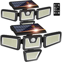 1 x RAW Customer Returns Kasonic Solar Outdoor Lights 392 LED Motion Sensor 4 Heads Wide Angle Lighting IP65 Waterproof Security Lights for Porch Yard Garden Driveway Garage - RRP €39.99