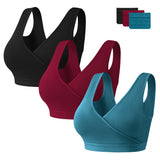 1 x RAW Customer Returns HBselect 3 Pcs Maternity Nursing Bra Sleep Nursing Bra with Additional Bra Extenders Breastfeeding and Sleep Without Underwire for the Night Breastfeeding and Sleeping Black Wine Red Blue XXL - RRP €26.99