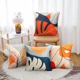 1 x Brand New Cushion cover 40x40 Spring Modern set of 4 colorful decorative cushion cover linen cushion covers geometric pattern sofa cushion modern art couch cushion orange abstract leaves cushion for sofa bedroom couch - RRP €18.4