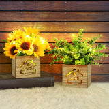 1 x RAW Customer Returns AceList Artificial Plants in Pot x2 with LED Light in Wooden Box, Artificial Flower Decoration Sunflower and Eucalyptus Plant, Artificial Plants in Pot Fake Plants for Bedroom Living Room Bathroom - RRP €33.19