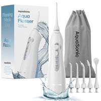 1 x RAW Customer Returns Aquasonic Aqua Flosser - Professional Rechargeable Water Dental Flosser with 4 Heads - Oral Irrigator with 3 Modes - Portable Cordless Dental Flosser White  - RRP €39.95