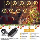 1 x RAW Customer Returns GlobaLink Christmas Curtain Lights, 3M 100LEDs Light Curtain with 10 Christmas Decorations 8 LED Modes with Timer, Waterproof IP65, for Indoor Outdoor Showcase Window - RRP €50.0