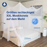 1 x RAW Customer Returns FLYSTOPPER - MOSQUITO NET double bed XXL - 240x220x230, XXL mosquito net for bed, finest holes, rectangular net curtain travel, insect protection, 2 entries, easy to attach, carrying bag - RRP €40.28