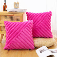 1 x RAW Customer Returns JOTOM Set of 2 Faux Fur Plush Pillow Cases, Decorative Soft Striped Fuzzy Pillowcase Cushion Covers Sofa Cushions Throw Pillows Decorative Pillowcase for Living Room Bedroom Decoration 50x50cm, Hot Pink  - RRP €20.16