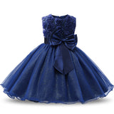 1 x RAW Customer Returns NNJXD Girls Sleeveless 3D Flower Lace Princess Party Dress Size 130 4-5 Years Dark Blue - RRP €27.62