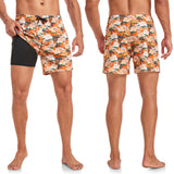 1 x Brand New Yaavii Men s Swimming Trunks with Compression Swimming Shorts 2 in 1 Quick-Drying Print Surfing Beach Pants Men with Zip Pockets Orange Flowers M - RRP €18.14