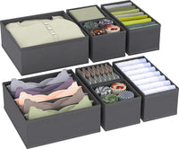 1 x RAW Customer Returns WANGIRL 8-Piece Set Underwear Organizer Cabinet, Foldable Fabric Storage Box Wardrobe Organizer System, Drawer Organizer Clothes for Bra Socks Storage Grey  - RRP €20.14