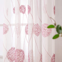 2 x RAW Customer Returns MIULEE Curtains with Floral Embroidery, White Curtains with Pink Pattern for Living Room, Bedroom Transparent Curtain with Eyelets, Set of 2 Voile Floral Transparent Curtains, Each H 225 XW 140cm - RRP €58.46