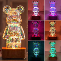 1 x RAW Customer Returns Asslye 3D Fireworks Bear Night Light 8 Colors Changing LED Bear Lamp Glowing Table Decoration Gift for Girls Kids - RRP €34.99