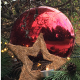 1 x RAW Customer Returns Large Christmas balls, shiny red Christmas tree ball, 25 cm diameter. High quality for indoor use and weatherproof for outdoor use. With steel ring for easy and reusable attachment - RRP €17.04