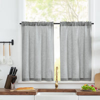 1 x RAW Customer Returns TOPICK sheer curtain linen bistro curtain opaque curtain gauze pair of scarves sheer curtains semi-transparent window curtain for kitchen living room country house set of 2 65W x 60H cm grey - RRP €20.16