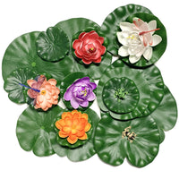 2 x Brand New QUOZUO Foam Water Lily Flower Floating Eva Lotus Leaf with Artificial Dragonfly, Frog for Aquarium Patio Garden Pool Garden Pond - RRP €26.2